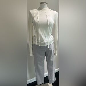 White Hoodie and Gray Pants